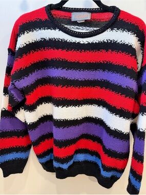 VINTAGE LIZ BAKER SPORT Funky Striped Sweater